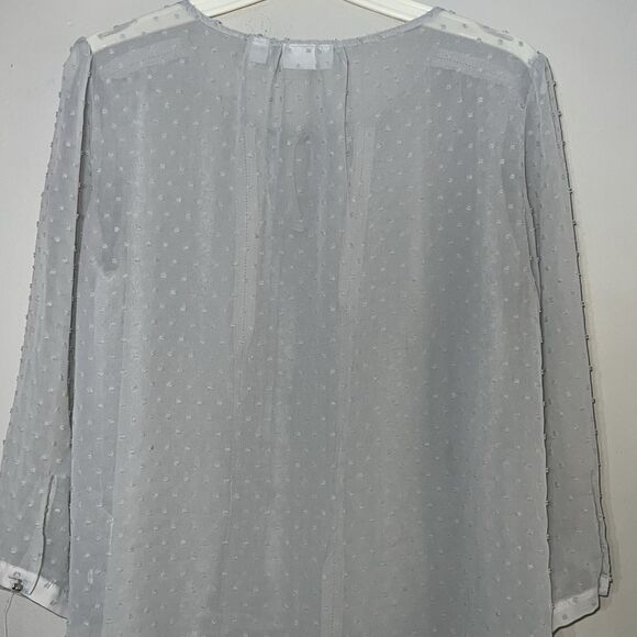 New York & Company semi sheer clip dot blouse - Picture 7 of 8